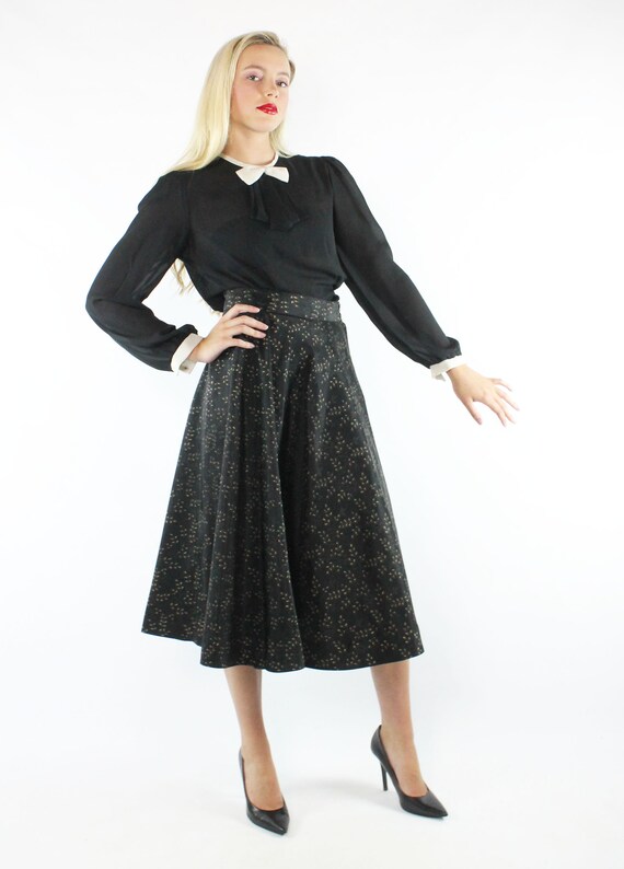 50's Gold Black Full Skirt Vintage 1950's Medium M - image 2