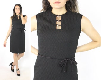 60's Sleeveless Black Dress Medium M