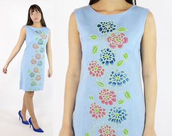 Vintage 60's Floral Sheath Dress 1960's Small S