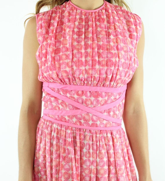 Vintage 50s Full Dress Pink Small S - image 3