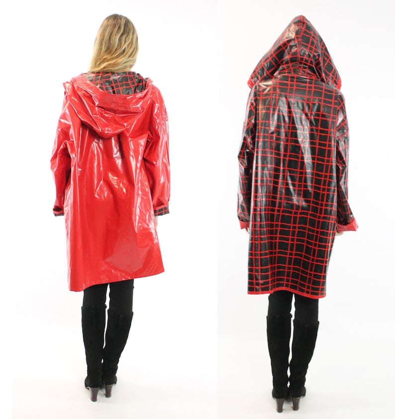 Vintage 90s Wippette Raincoat Vinyl PVC Slicker Hooded Etsy