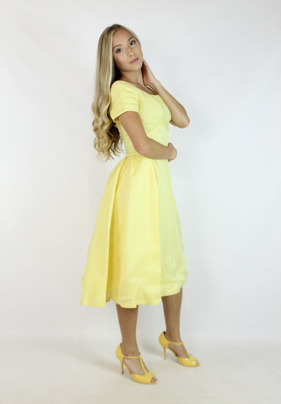 60's Yellow Prom Dress XS X-Small - image 5