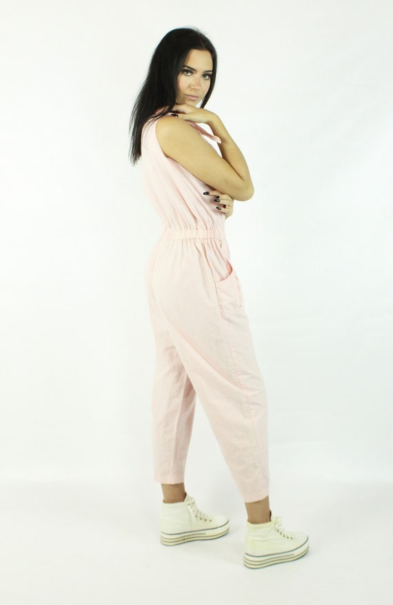 80's Pink Cotton Jumpsuit Medium M - image 6