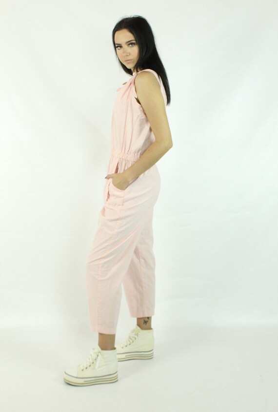 80's Pink Cotton Jumpsuit Medium M - image 4