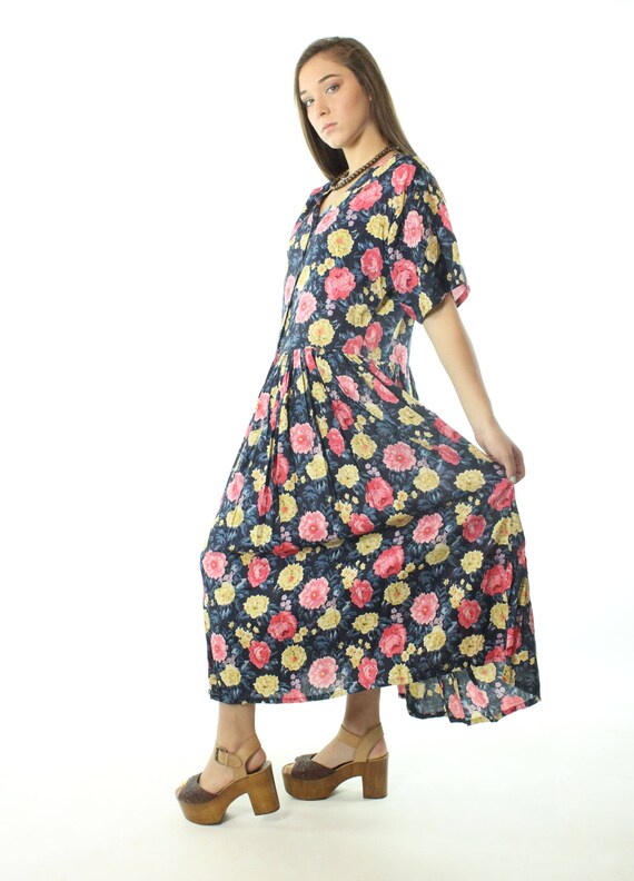 90's Floral Sundress Dress Large L - image 6