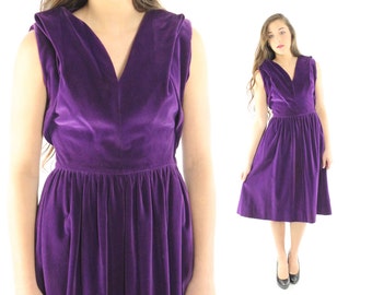 50's Purple Velvet Dress Small S