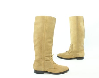 80s Tan Knee High Boots Size 7
