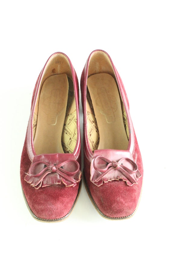 60's Maroon Suede Flats 7 Vintage - image 5