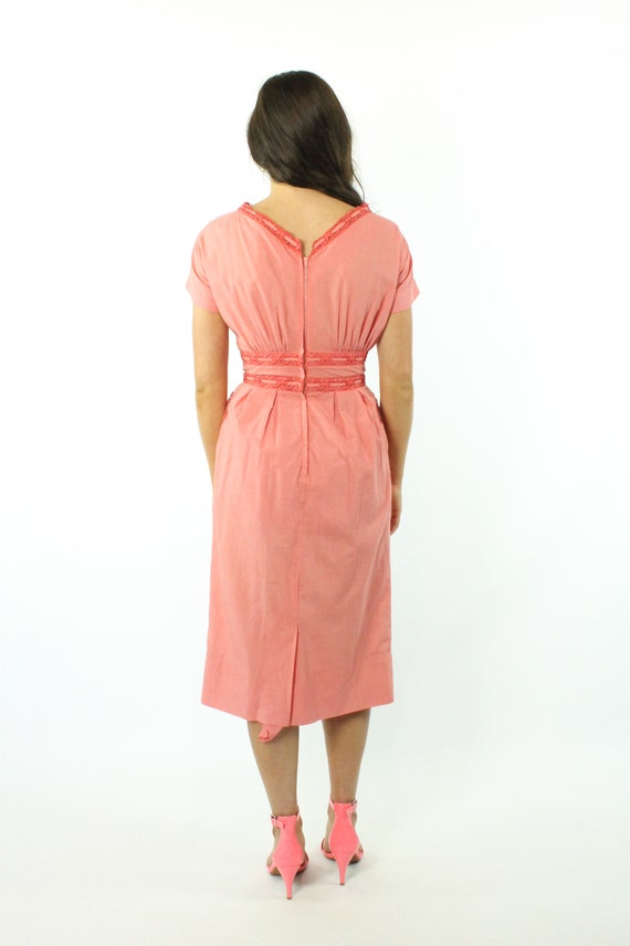 50's Coral Wiggle Dress  Small S - image 5