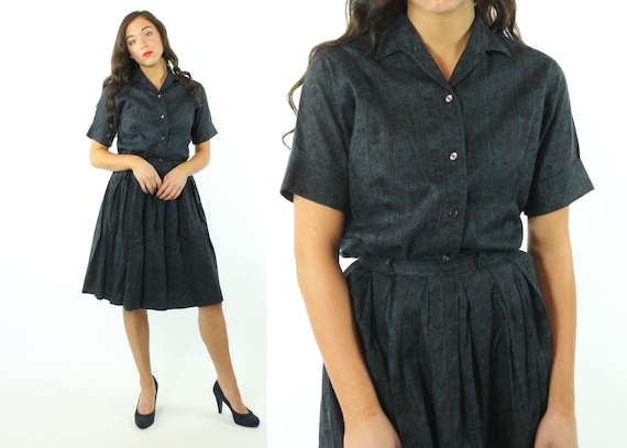 50's Full Skirt Short Sleeve Blouse Set Vintage 1… - image 1
