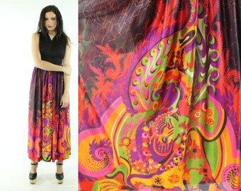 70's Abstract Maxi Dress XS X-Small