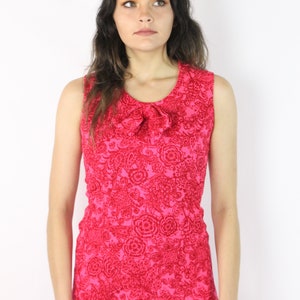 60's Pink Floral Mini Dress Small S image 3