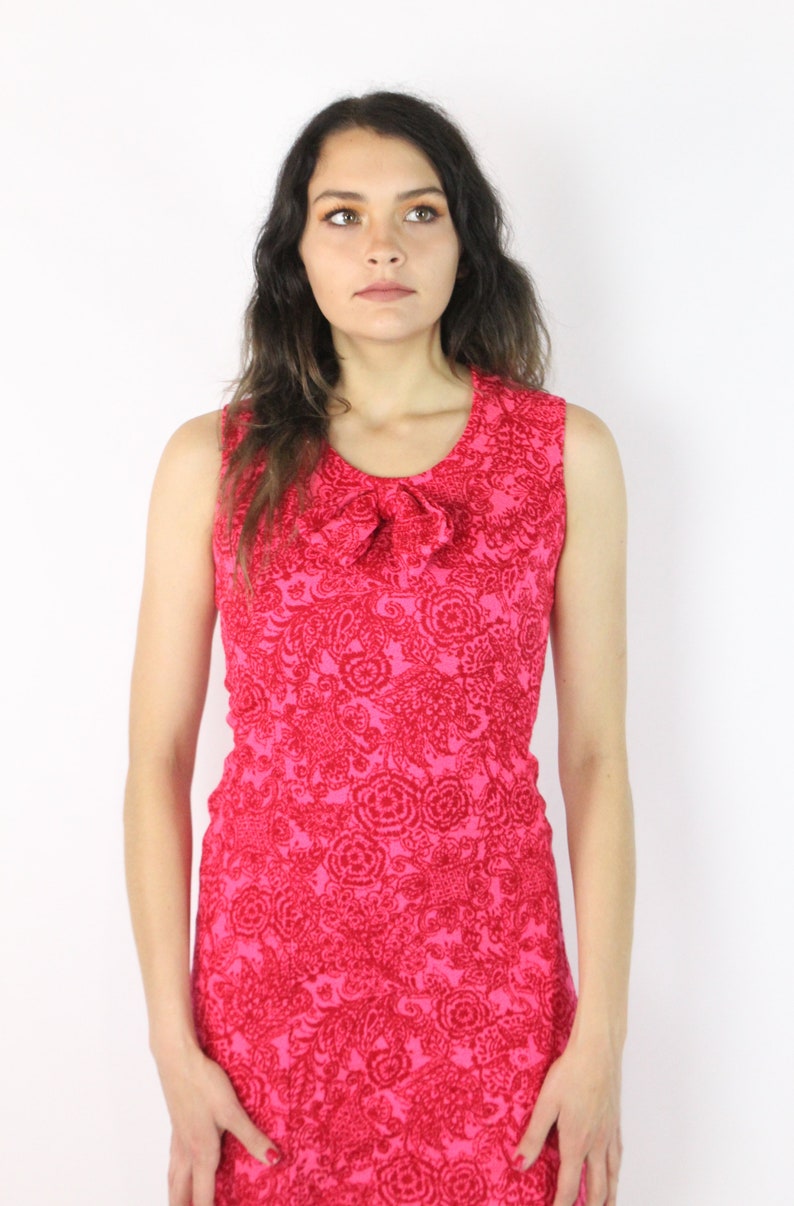 60's Pink Floral Mini Dress Small S image 3