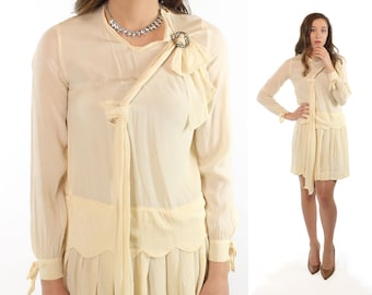 20's Ivory Flapper Dress XS X-Small XXS