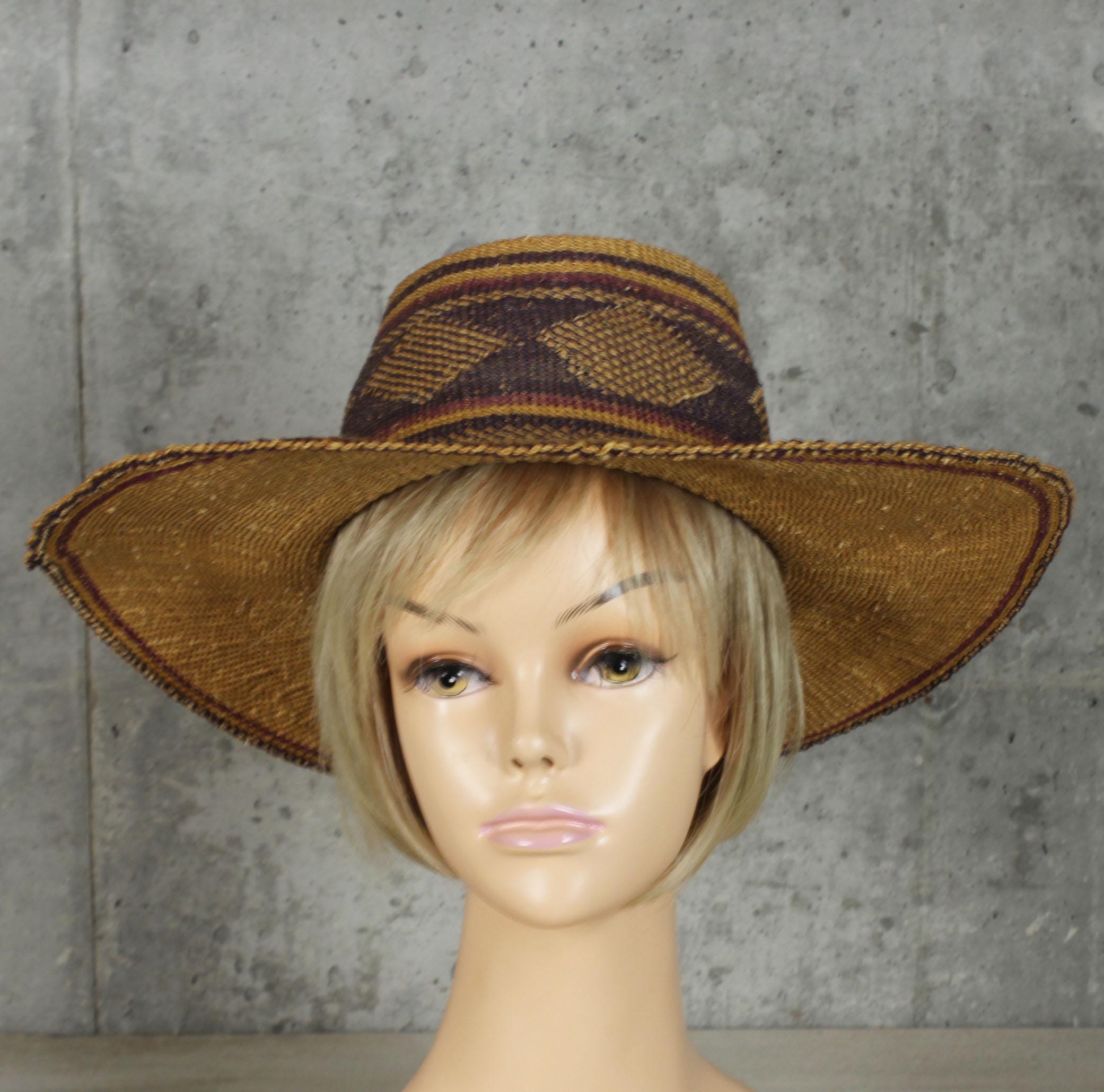 Vintage 1980s 1990s Tan Straw Hat with Striped Navy Bow 1980s Straw Hat - Etsy main image 4