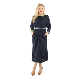 Vintage 1940s Navy Blue Dress Large L