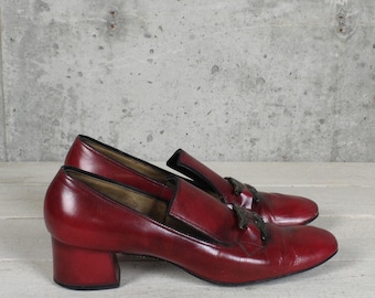 Mocassins en cuir rouge vintage des années 60