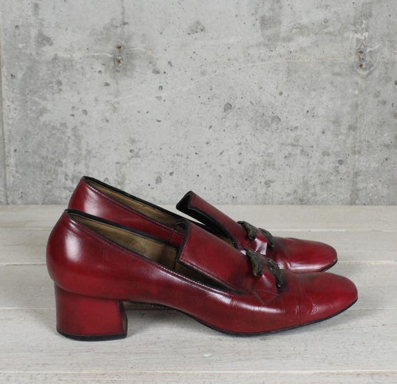 Vintage 60's Red Leather Loafers