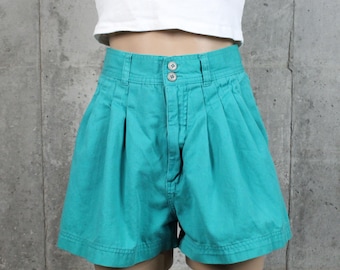 90's Turquoise Pleated Shorts Small S
