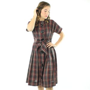 50&#39;s Plaid Full Dress Short Sleeves Medium