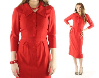 50's Red Wiggle Dress Small S