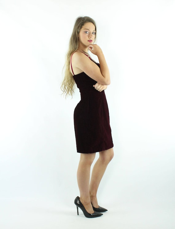 90's Velvet Mini Dress X-Small XS - image 6