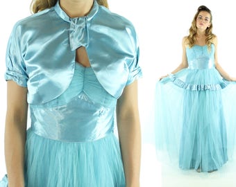 50's Blue Formal Dress Small S