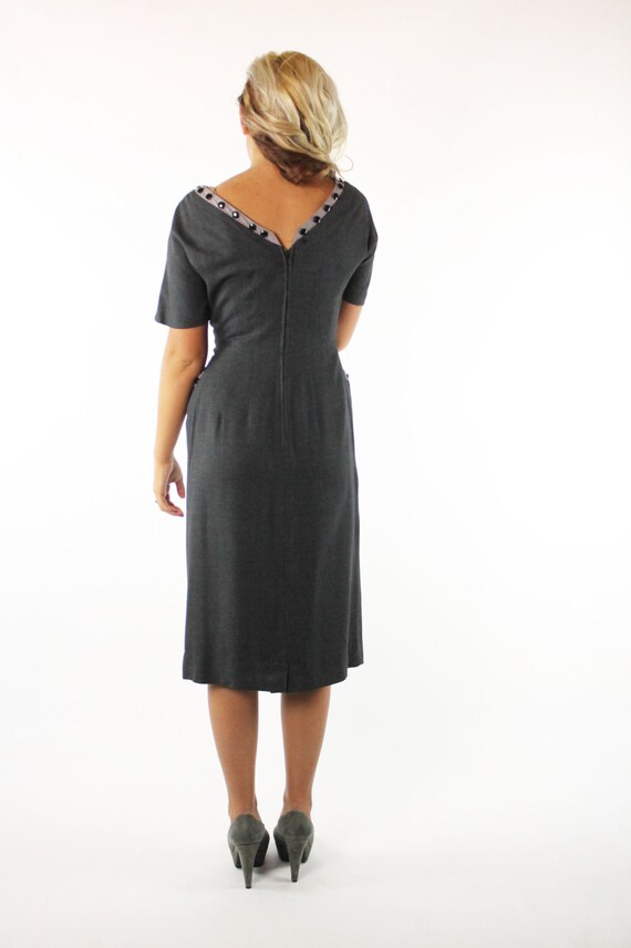 50's Gray Wiggle Dress Small S - image 5