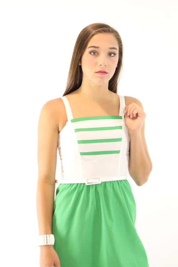 70's Green Sundress XXS X-Small - image 3