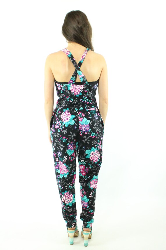 80's Floral Jumpsuit Small S - image 6