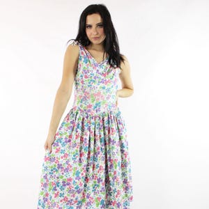 Jaren 50 katoenen jurk met bloemenprint medium M
