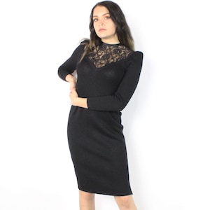 80&#39;s St. John Black Sweater Dress Small S
