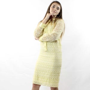 60&#39;s Yellow Embroidered Dress Small S