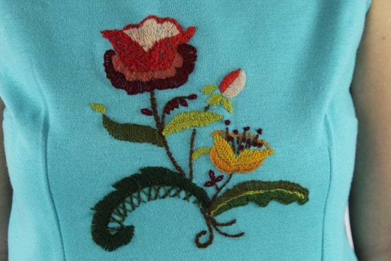 70's Embroidered Floral Blouse Small S - image 4