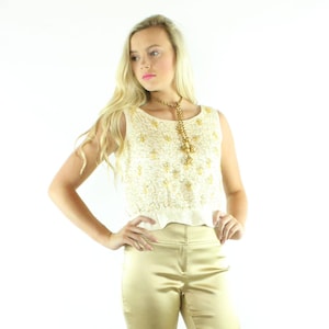 50&#39;s Beaded Blouse Medium M