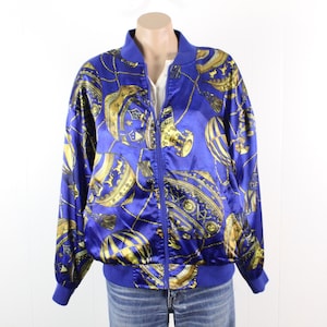 Vintage 90&#39;s Satin Bomber Jacket Large L XL