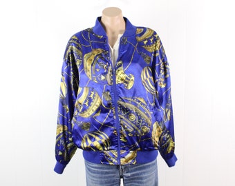 Vintage 90's Satin Bomber Jacket Large L XL