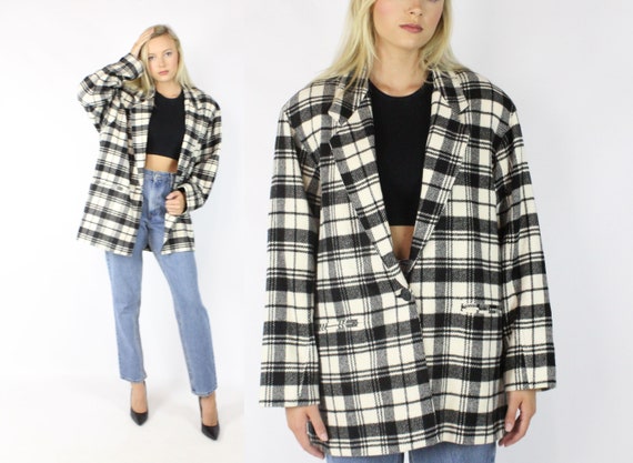 90's Plaid Blazer Jacket Large L XL X-Large - image 1