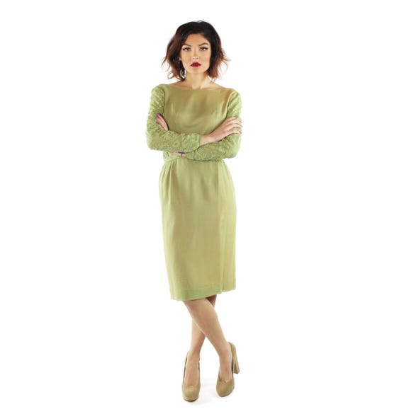nude heels with green dress 60's Party Medium M Saks_Spring_Sale_Apr25