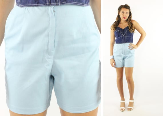 light blue high waisted shorts