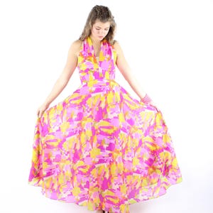 70&#39;s Pink Maxi Dress Small S