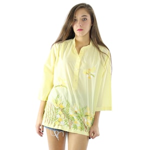 70&#39;s Embroidered Tunic Blouse Medium M
