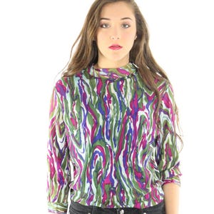 60&#39;s 70&#39;s Abstract Blouse Medium M Large L