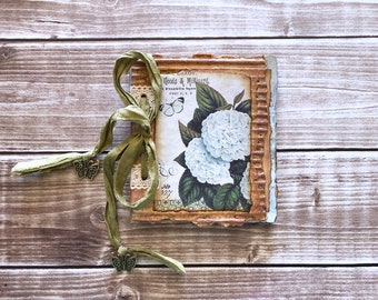 Rustic Botanical Butterfly Journal with Grungy Rusted Finish Cover, Vintage Style Blank Junk Journal, Writing Diary Memory Keeper Book