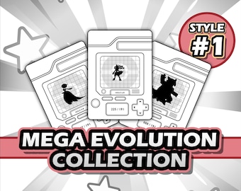 Segnaposto per raccoglitori stampabili Mega Evolution (stile 1) + checklist