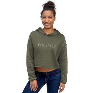 YOU | YOU Cropped Hoodie (Military Green/Black) – Cozy & Minimalist Hoodie