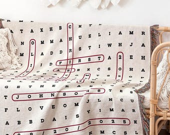 Personalized Our First Christmas Woven Throw Blanket Holiday Tapestry Decor