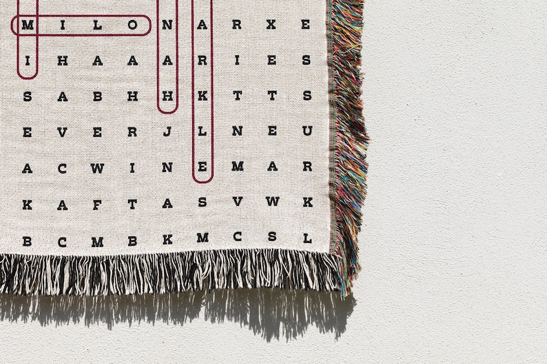 Custom Cozy Woven Blanket Christmas, Personalized Crossword Puzzle Blanket, Personalized Valentine Throw Blanket Gift, Family Name Blanket image 9