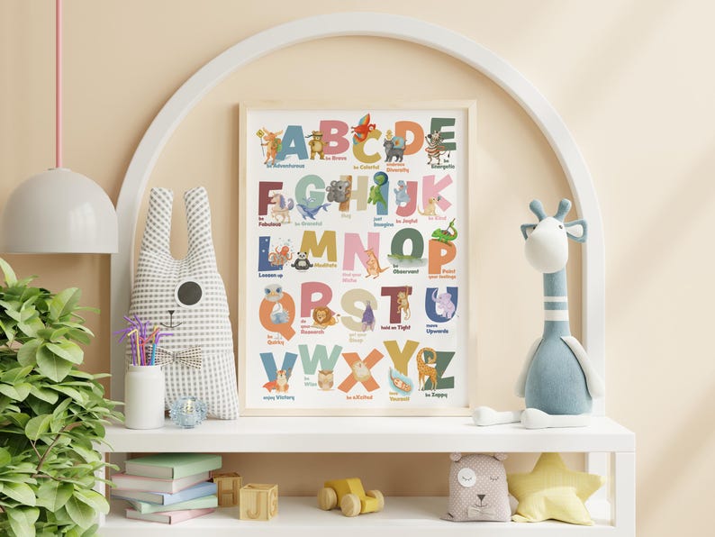 Children's Educational Poster A to Z, ABC Animal Alphabet Wall Art ...