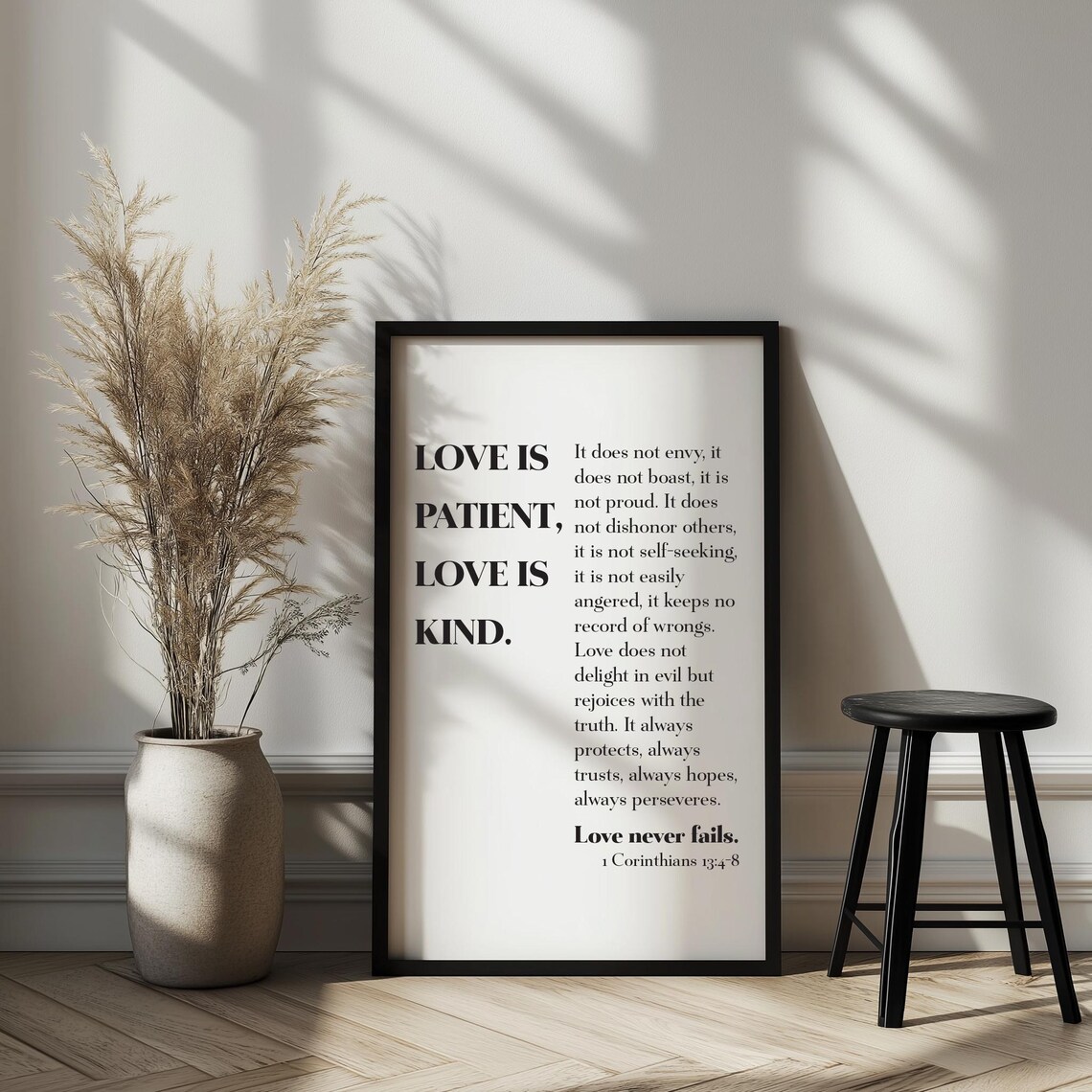 1 Corinthians 13:4-8, Love Wall Art, Bible Verse Wall Art, Love is ...